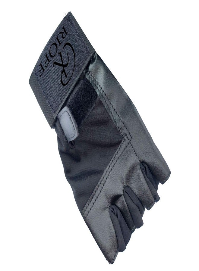 قفازات رياضية جلدية من ريوف® للرجال مع حزام دعم للمعصم لرفع الأثقال والتمارين الرياضية، لون أسود - Image 2