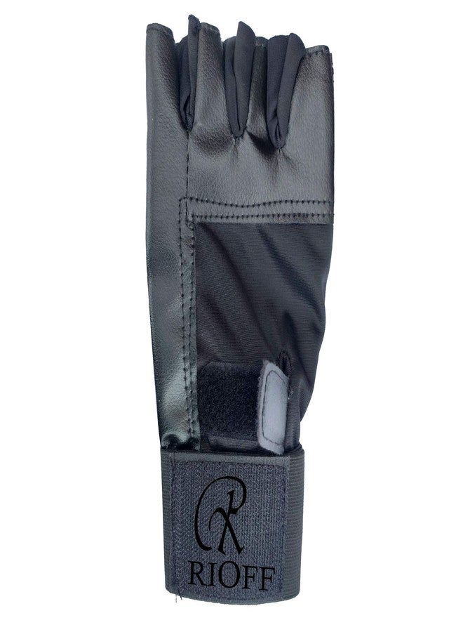 قفازات رياضية جلدية من ريوف® للرجال مع حزام دعم للمعصم لرفع الأثقال والتمارين الرياضية، لون أسود - Image 3