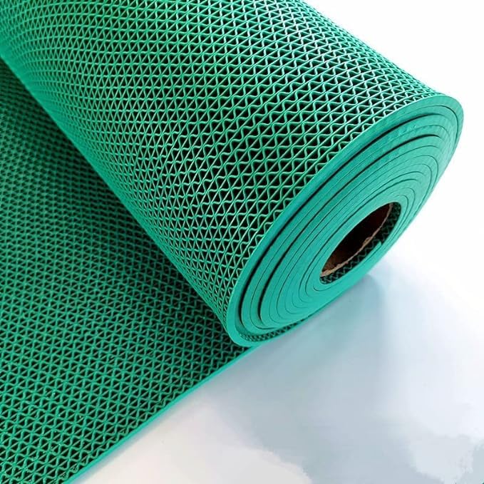TIB Anti Skid & Multipurpose PVC Rubber Mat for Floor, Swimming Pool Mat, Shower Mat, Carpet, Rainmat, Bathroom Mat, Waterproof Entrance Doormat, 4X3 Feet Green - Image 1