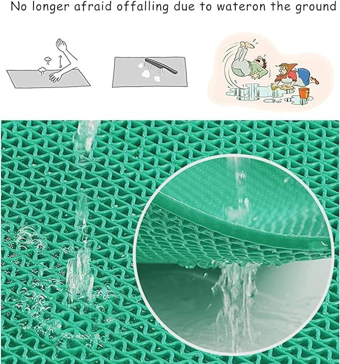 TIB Anti Skid & Multipurpose PVC Rubber Mat for Floor, Swimming Pool Mat, Shower Mat, Carpet, Rainmat, Bathroom Mat, Waterproof Entrance Doormat, 4X3 Feet Green - Image 3