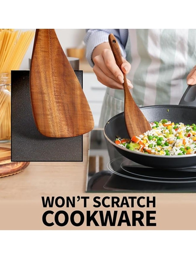 Arabest 6-Piece Wooden Cooking Spoons Set – Heat-Resistant, Smooth Teak Utensils with Comfort Grip – Lightweight & Durable – Easy to Clean, Perfect for Non-Stick Cookware - Image 5