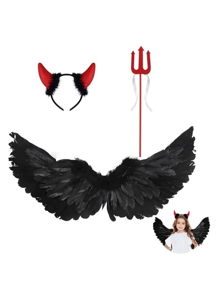 Halloween Costumes Kids Angel Costume,Feather Angel Wing and Halo Magic Wand for boys girls adults - Image 1