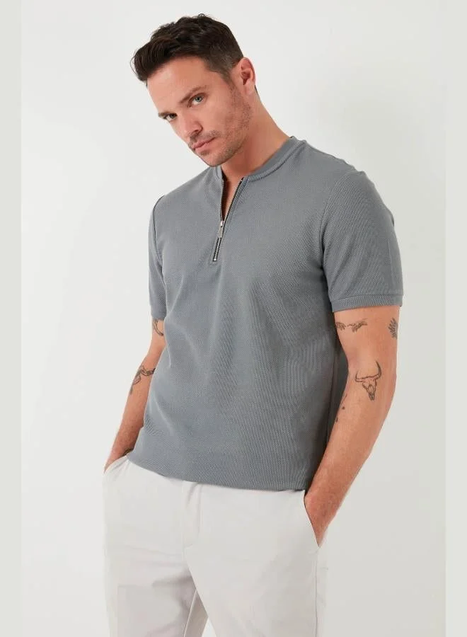 Buratti  Buratti Cotton Regular Fit Half-Zip T-Shirt Men's T-SHIRT 5902653 for Men | Best Price UAE