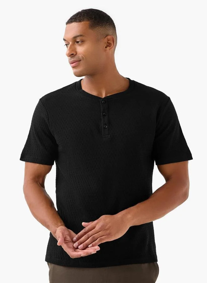 Splash FAV Men Cotton Textured Button Front Nightwear Set