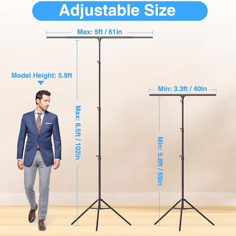 EMART T Shape Backdrop Stand 8.5x5ft, Adjustable Green Screen Photo Banner Holder with Water Bag and 4 Clamps Photography Background Support Kit for Parties, Photoshoot, Balloon - Image 2