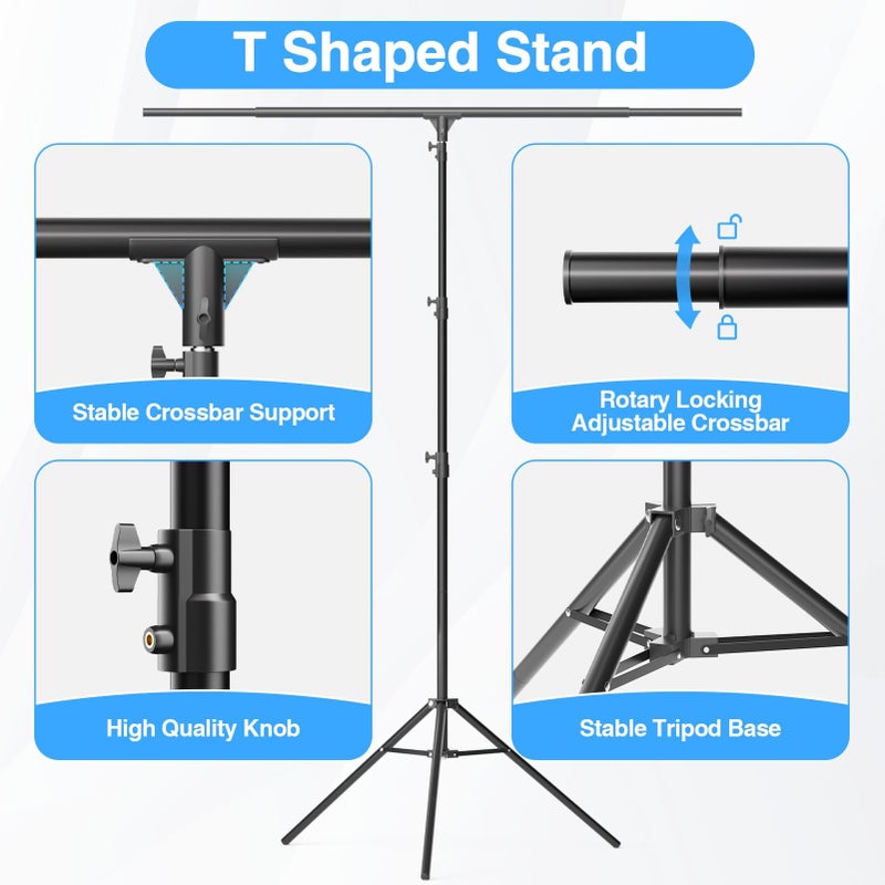 EMART T Shape Backdrop Stand 8.5x5ft, Adjustable Green Screen Photo Banner Holder with Water Bag and 4 Clamps Photography Background Support Kit for Parties, Photoshoot, Balloon - Image 4