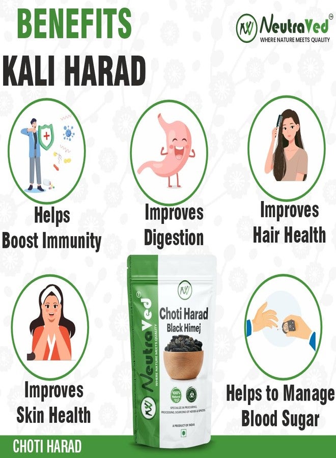 NeutraVed Choti Harad, Kali Harad, Black Himej, Myrobalan, Terminalia Chebula Small Hard Whole - 200g - Image 3