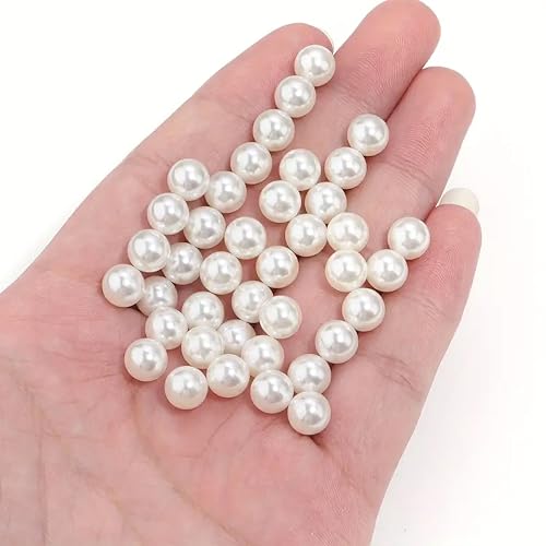 INDIKONB Round Pearl Moti Beads | Offwhite Beige Acrylic Plastic Faux Pearl Beads |White Beads for Craft, DIY Jewelry, Mala Making & Rakhi Making | 140 Beads (Off White-10mm) - Image 2