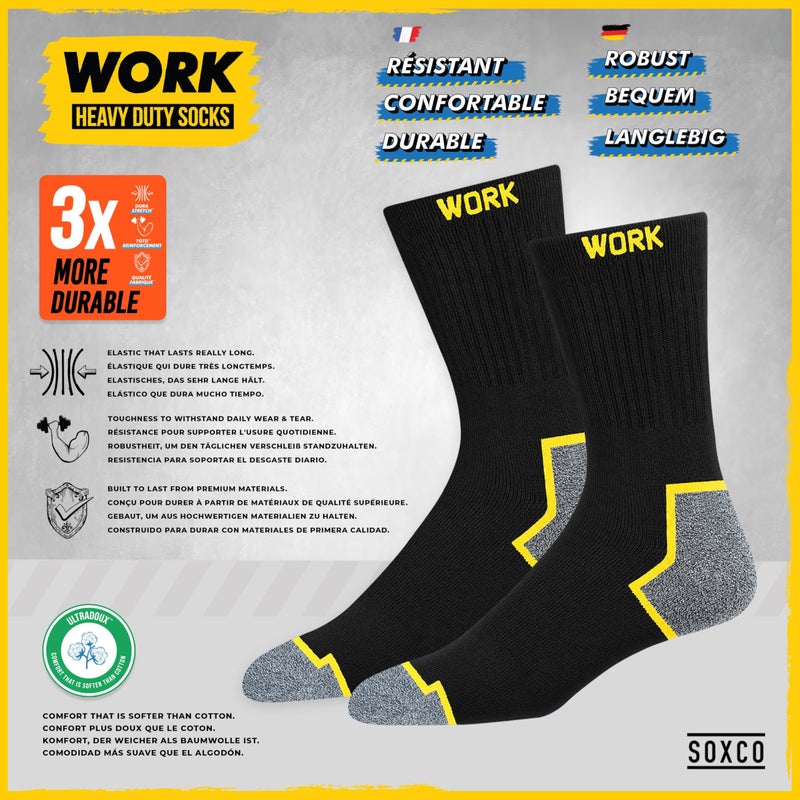 SOXCO WORK Socks for Men Crew Length Black Socks 10 Pairs, US 9-12 - Image 4