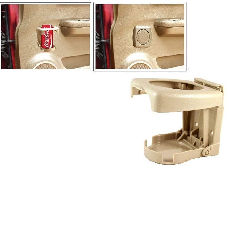 Autofetch Foldable Car Drink/Can/Glass Bottle Holder (Beige) for Chevrolet Aveo UVA - Image 2