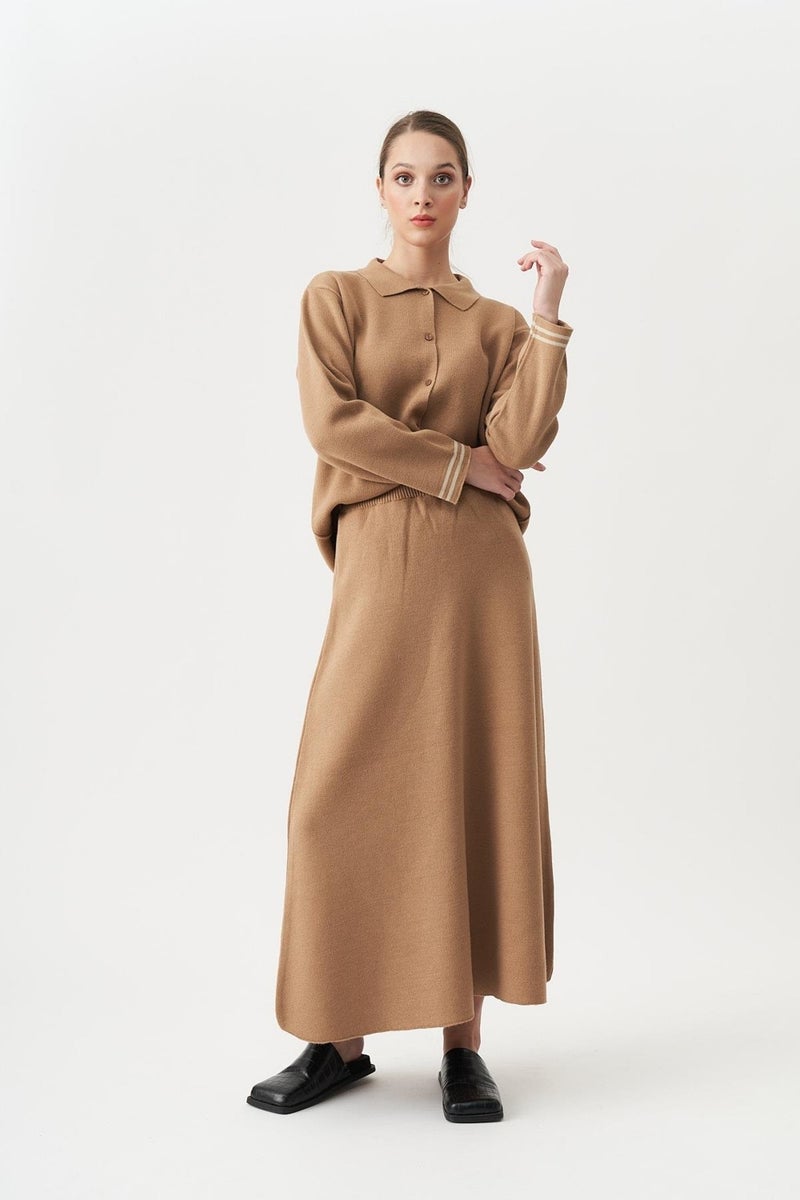 Mevra Bell Knitted Skirt Latte  - Image 3