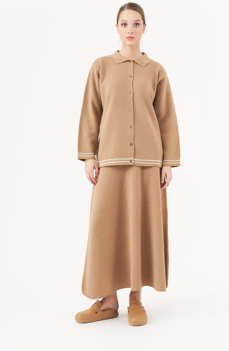 Mevra Bell Knitted Skirt Latte  - Image 1