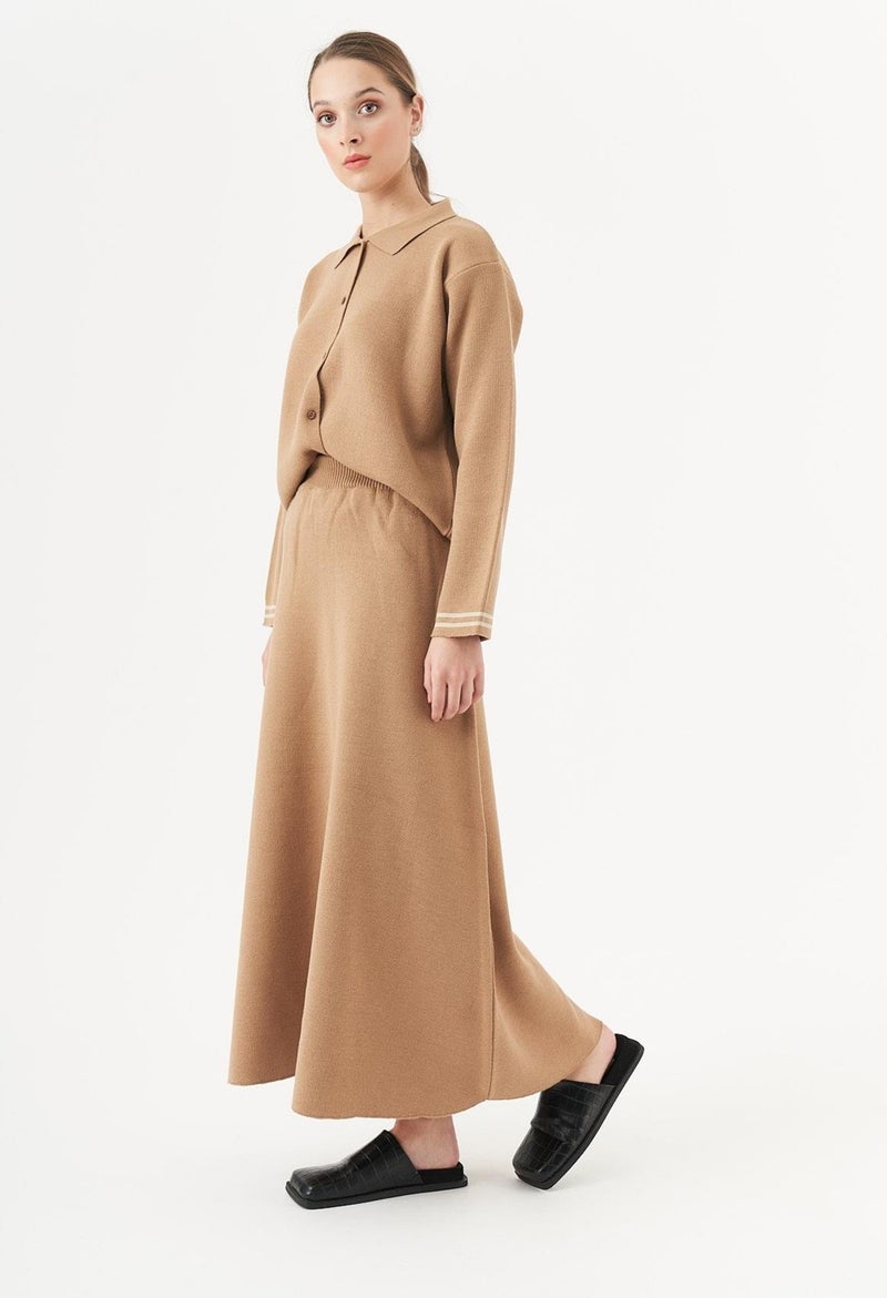 Mevra Bell Knitted Skirt Latte  - Image 4