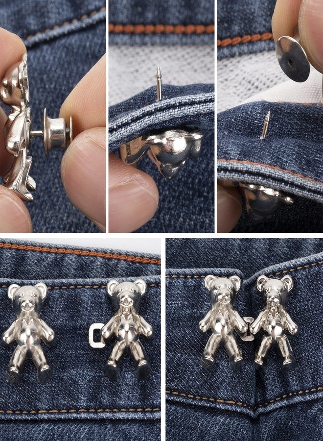 ZENGLU 4 Sets Cute Bear Button Pins for Jeans， No Sew and No Tools Instant Pant Waist Tightener, Adjustable Jean Buttons Pins for Loose Jeans Replacement Pant Clips for Waist Buckle - Image 4