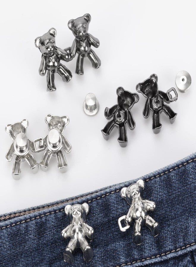 ZENGLU 4 Sets Cute Bear Button Pins for Jeans， No Sew and No Tools Instant Pant Waist Tightener, Adjustable Jean Buttons Pins for Loose Jeans Replacement Pant Clips for Waist Buckle - Image 5