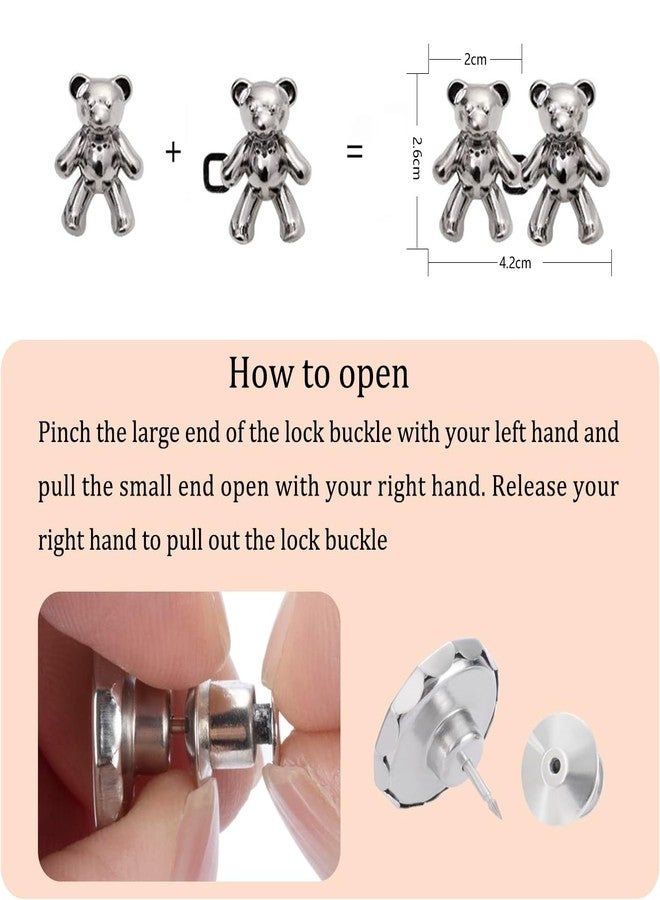 ZENGLU 4 Sets Cute Bear Button Pins for Jeans， No Sew and No Tools Instant Pant Waist Tightener, Adjustable Jean Buttons Pins for Loose Jeans Replacement Pant Clips for Waist Buckle - Image 3