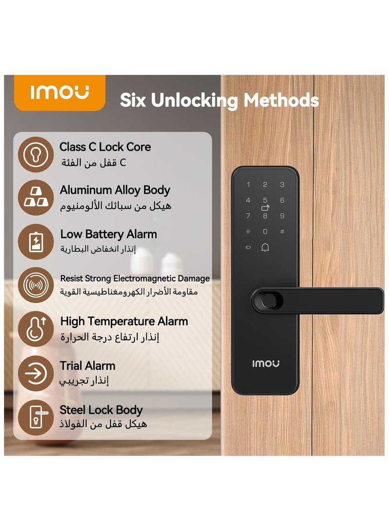 IMOU K1S Smart Door Lock – Keyless Digital Lock with Handle | Fingerprint, App & Card Access | Child Safety & Remote Control | Weather-Resistant – Black - Image 4