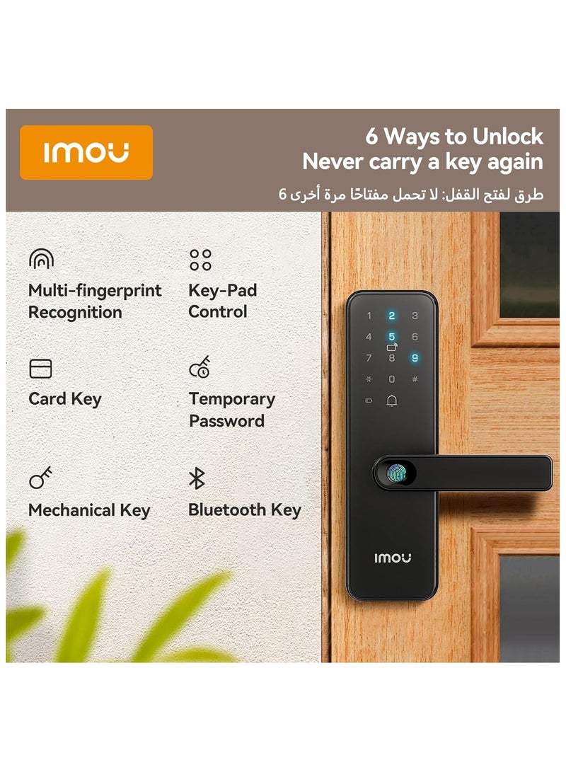 IMOU K1S Smart Door Lock – Keyless Digital Lock with Handle | Fingerprint, App & Card Access | Child Safety & Remote Control | Weather-Resistant – Black - Image 5