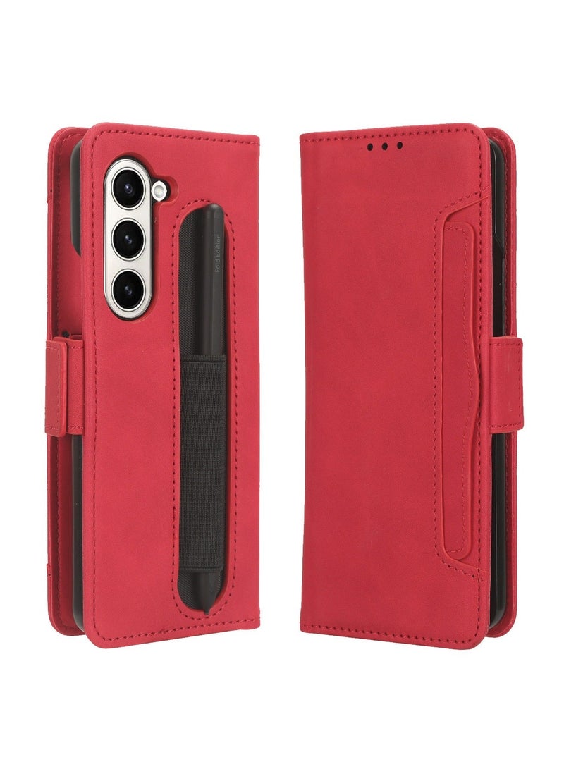 X-level Wallet Case for Samsung Galaxy Z Fold 5 Case with Pen Holder, PU Leather Cover with Card Holders, Wireless Charging Flip Magnetic Back Accessories Compatible for Z Fold 5 [Not Include the Pen] - Image 1