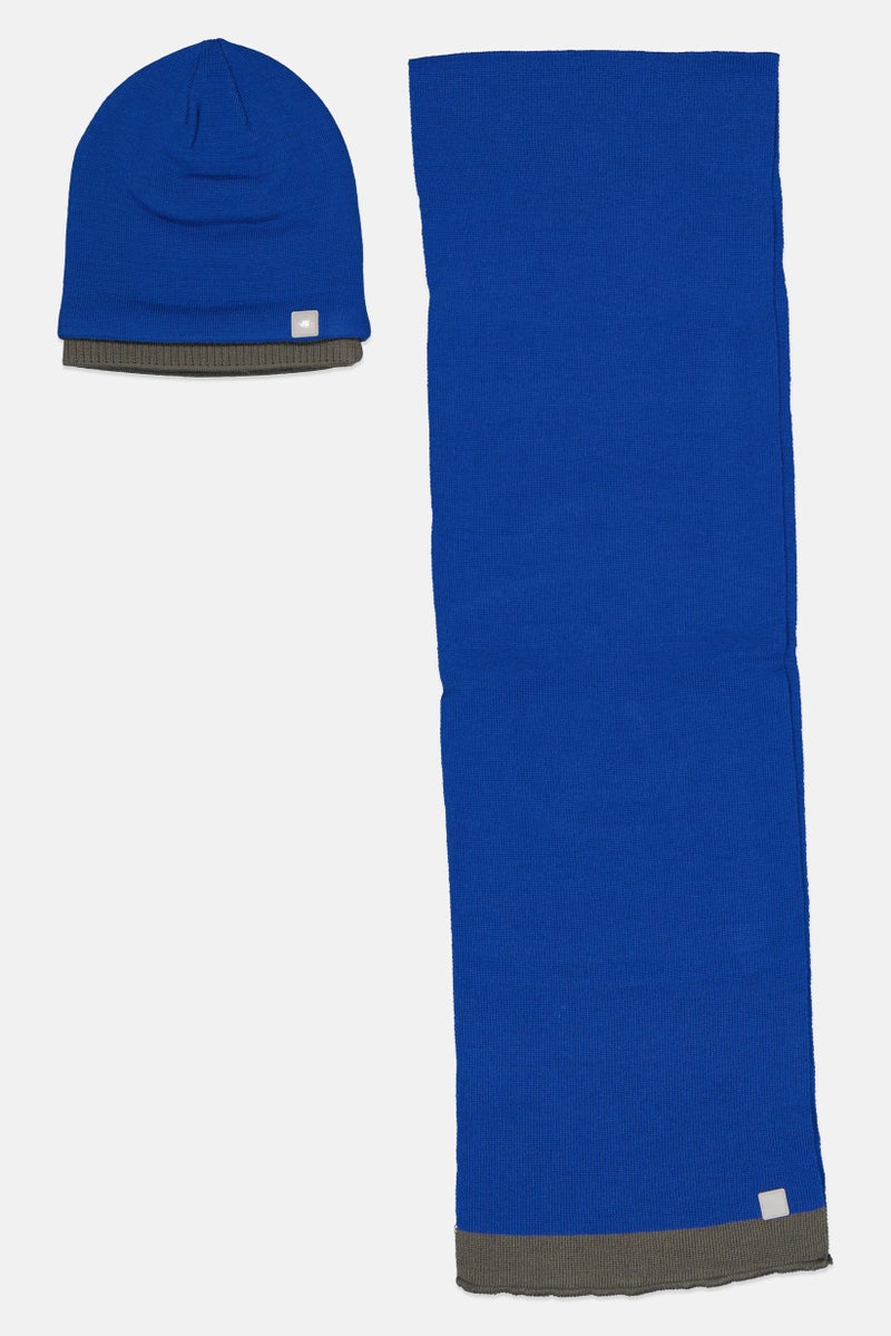 Body Glove Women Brand Logo Scarves With Beanie Set, Blue  - Image 2