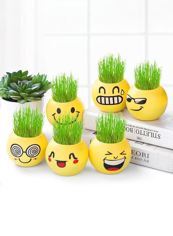 هايدو 6 قطع من النباتات المحفوظة بوعاء الإبداعية عن العشب ، العشب السحري رؤساء ، ديي النباتات المحفوظة بوعاء مع النباتات المحفوظة بوعاء تقليم الشعر ، التربة المغذية والبذور ( نمط عشوائي ) - Image 1