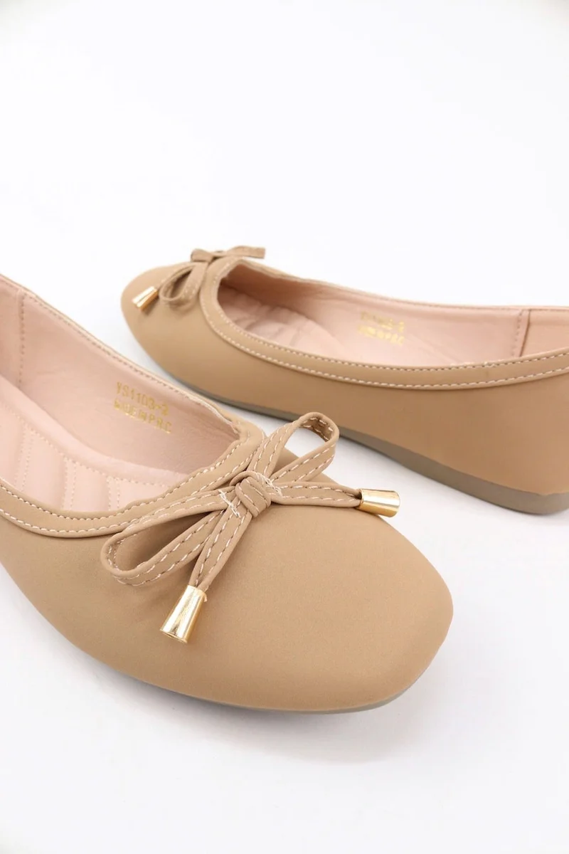 Viny KHAKI VINY Women's Cushioned Ballet Flats – Comfortable Slip-On Ballerina Shoes, Lightweight Casual Flat Shoes, Soft Walking & Office Footwear for Everyday Wear for Women | Best Price UAE