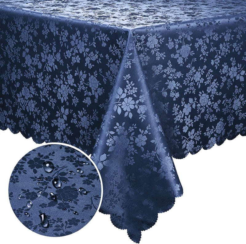smiry Rectangle Table Cloth, Waterproof Heavy Duty Vinyl Tablecloths, Wipeable Washable Table Cover for Kitchen and Dining Room (Navy Blue, 60" X 120") - Image 1
