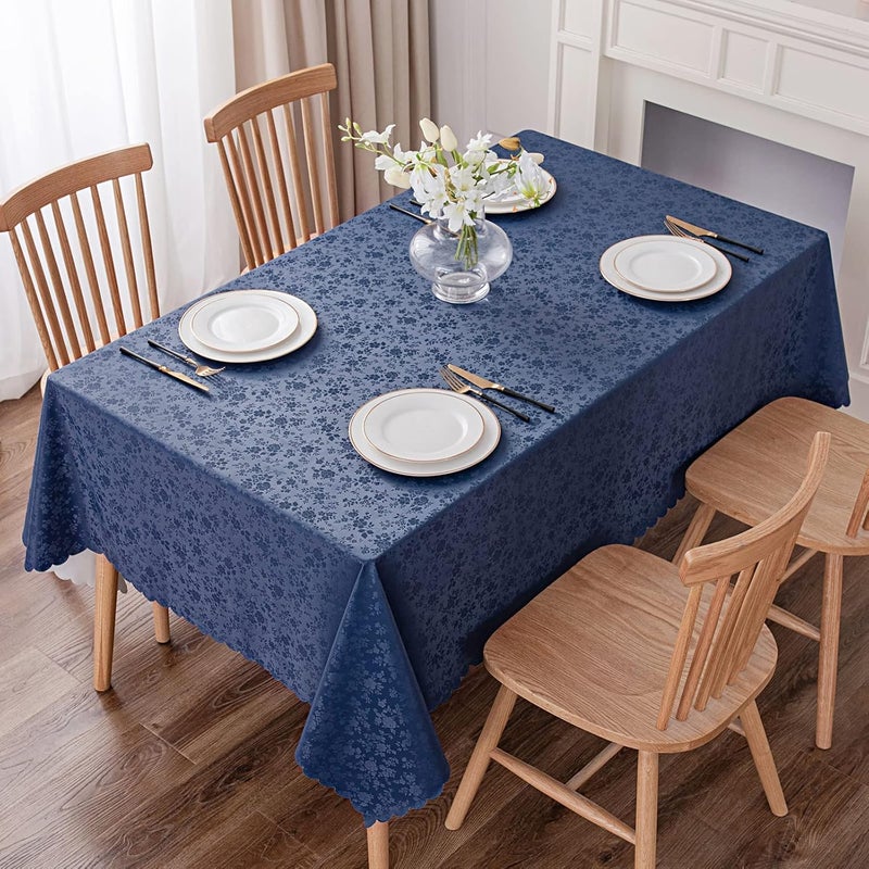 smiry Rectangle Table Cloth, Waterproof Heavy Duty Vinyl Tablecloths, Wipeable Washable Table Cover for Kitchen and Dining Room (Navy Blue, 60" X 120") - Image 2