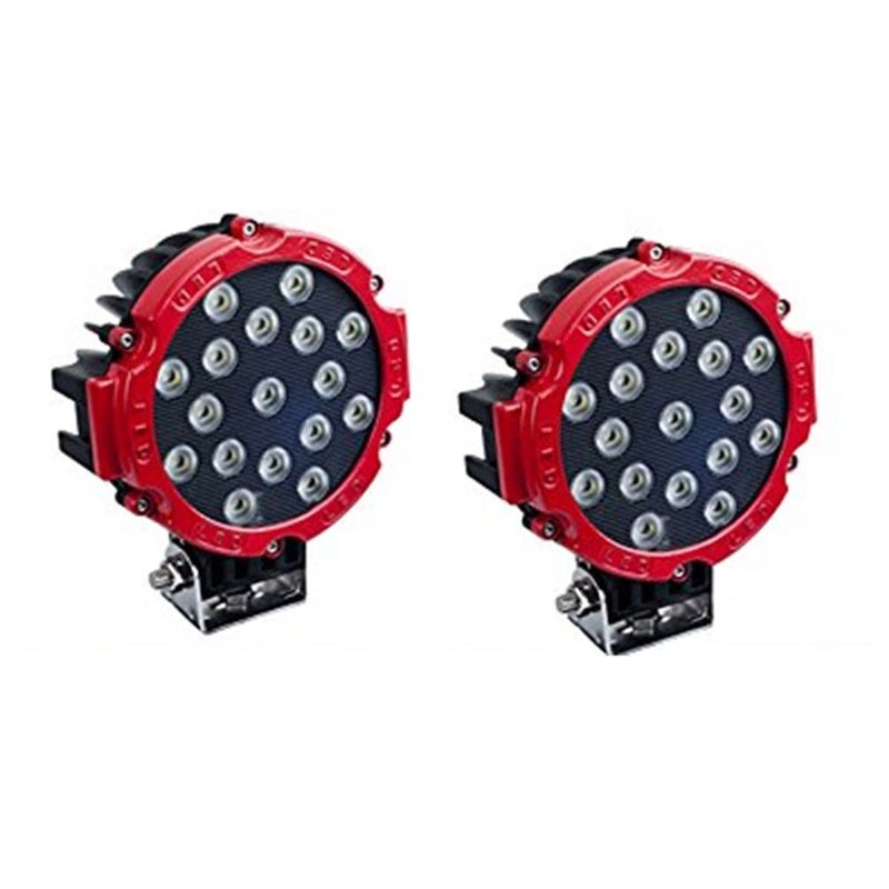 ECAHAYAKU 7" Red LED Headlight 51W 12V 2-Pack - Image 1