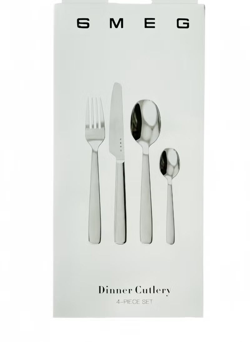 سميج طقم أدوات مائدة SMEG من الفولاذ المقاوم للصدأ، مكون من 4 قطع، مناسب للمطبخ المنزلي، المطاعم، الفنادق، الحفلات، النزهات. - Image 1