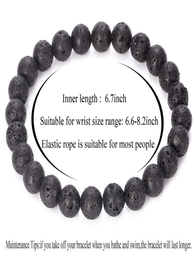Hamoery Men Women 8mm Natural Stone Lava Rock Diffuser Bracelet Elastic Yoga Agate Beads Bracelet Bangle - Image 3