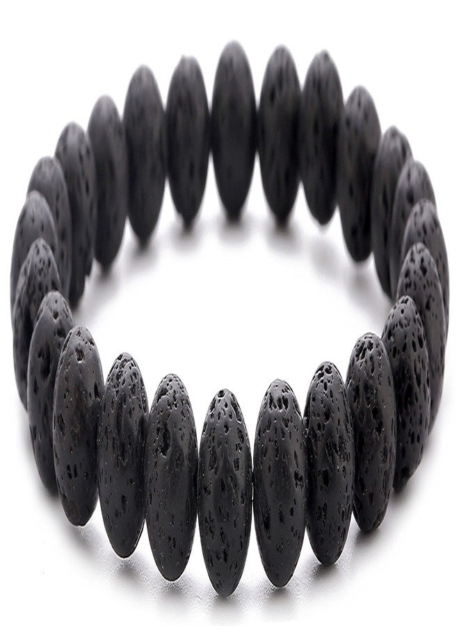 Hamoery Men Women 8mm Natural Stone Lava Rock Diffuser Bracelet Elastic Yoga Agate Beads Bracelet Bangle - Image 1
