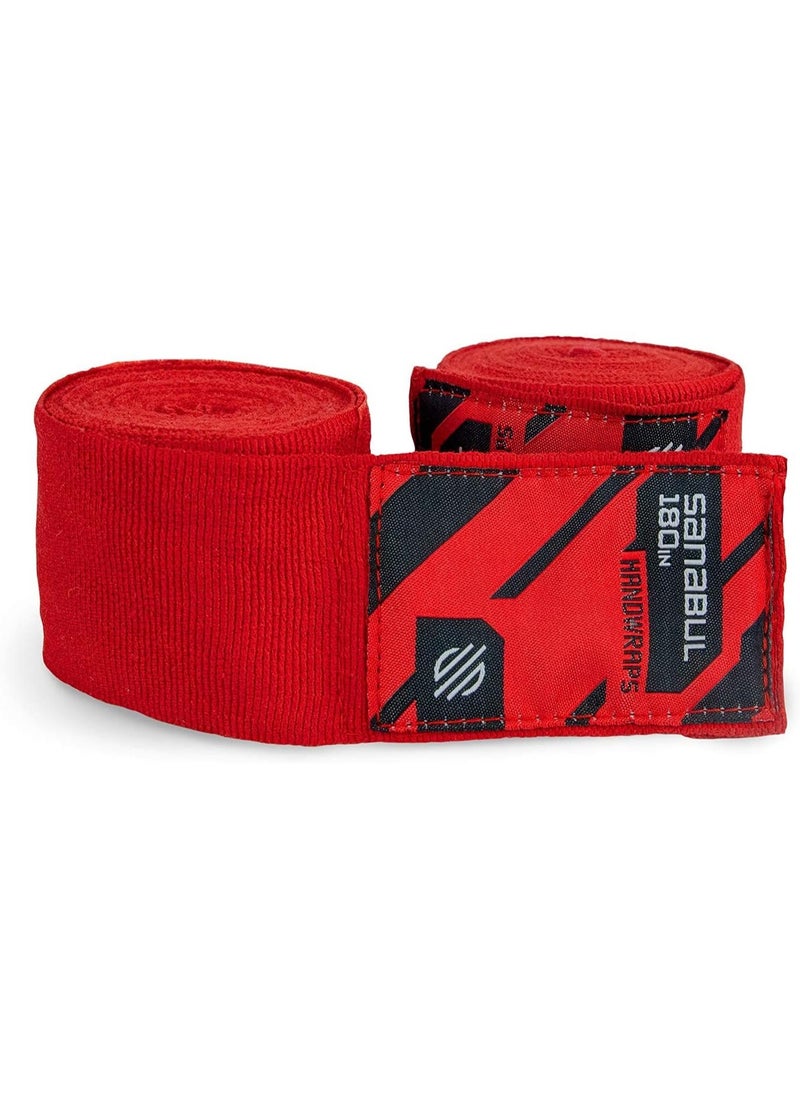 Sanabul  - Elastic Professional 180 inch Handwraps for Boxing Kickboxing Muay Thai MMA (Red, 180 inch) - Image 1