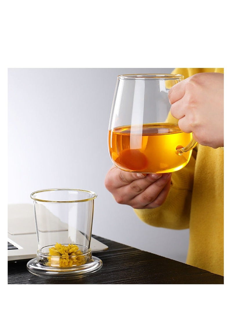 Generic - 16.9 oz,Glass Tea Infuser Cups with Strainer and Lid,Tea Mugs with Infuser and Lid,Loose Tea Infuser,Hot Tea Diffuser Cup, (glass cover)，Glass Tea Cups - Image 1