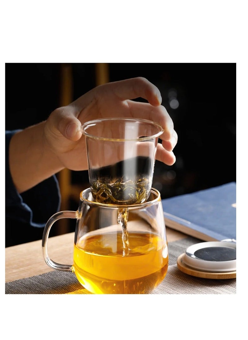 Generic - 16.9 oz,Glass Tea Infuser Cups with Strainer and Lid,Tea Mugs with Infuser and Lid,Loose Tea Infuser,Hot Tea Diffuser Cup, (glass cover)，Glass Tea Cups - Image 1