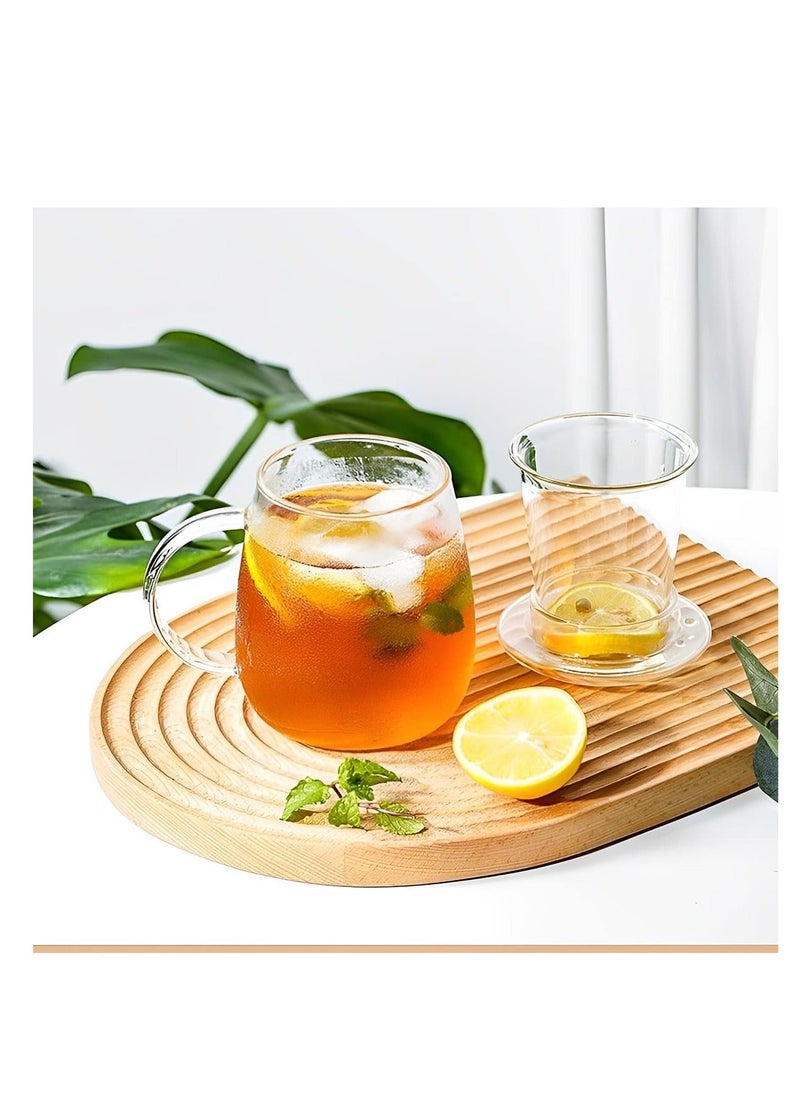Generic - 16.9 oz,Glass Tea Infuser Cups with Strainer and Lid,Tea Mugs with Infuser and Lid,Loose Tea Infuser,Hot Tea Diffuser Cup, (glass cover)，Glass Tea Cups - Image 1