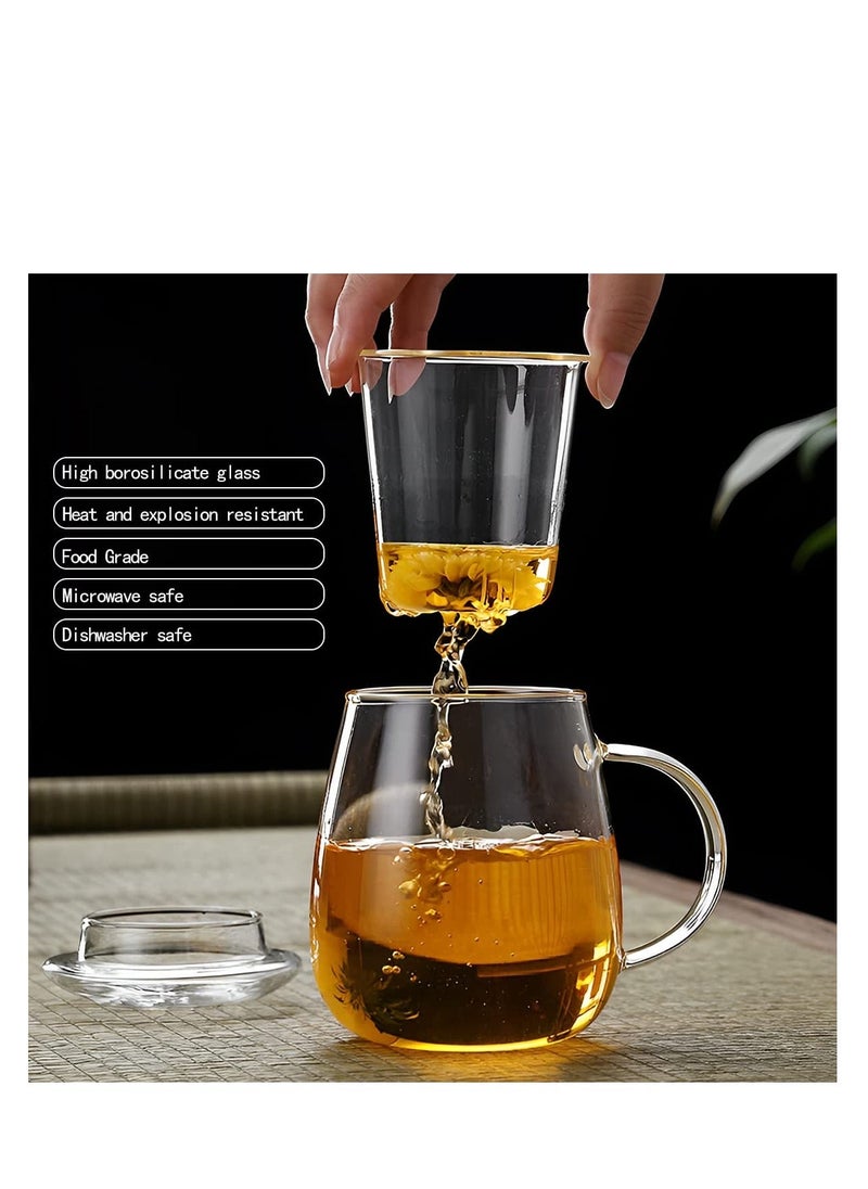 Generic - 16.9 oz,Glass Tea Infuser Cups with Strainer and Lid,Tea Mugs with Infuser and Lid,Loose Tea Infuser,Hot Tea Diffuser Cup, (glass cover)，Glass Tea Cups - Image 1