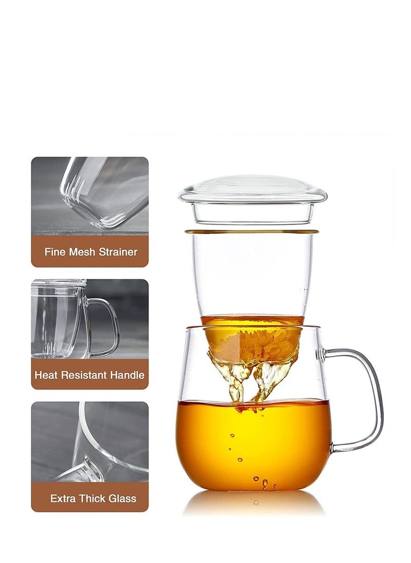 Generic - 16.9 oz,Glass Tea Infuser Cups with Strainer and Lid,Tea Mugs with Infuser and Lid,Loose Tea Infuser,Hot Tea Diffuser Cup, (glass cover)，Glass Tea Cups - Image 1