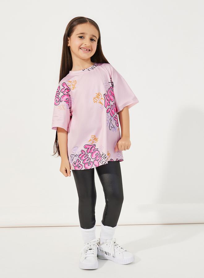 Styli Graphic Print Round Neck Oversized T-shirt - Image 2