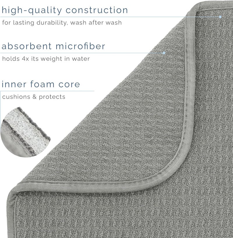 S&T INC. Absorbent, Reversible Microfiber Dish Drying Mat for Kitchen, 16 Inch x 18 Inch, Gray - Image 3
