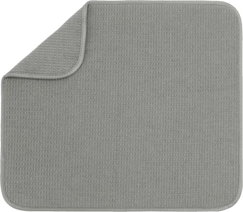 S&T INC. Absorbent, Reversible Microfiber Dish Drying Mat for Kitchen, 16 Inch x 18 Inch, Gray - Image 1