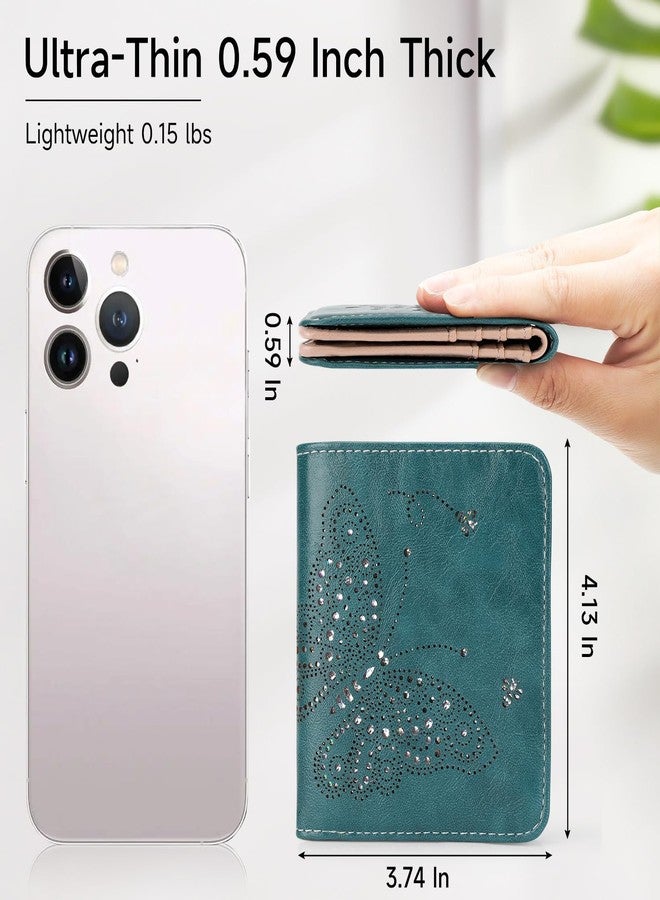 KITEVIUN Small RFID Wallet Women Ultra Thin Slim Womens Wallet Mini Compact Bifold Pocket Ladies Wallets for Women PEACOCK-BLUE - Image 2