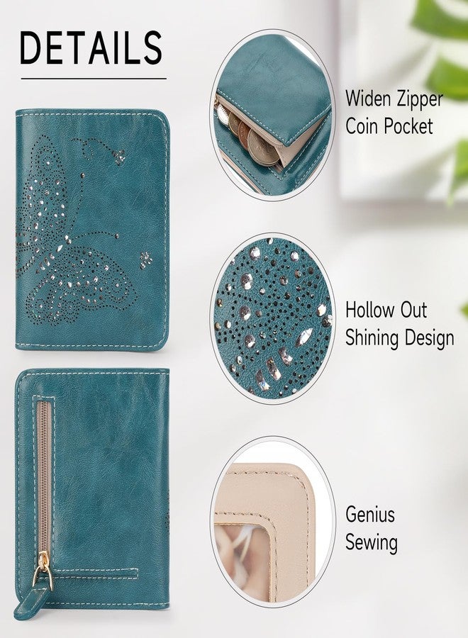KITEVIUN Small RFID Wallet Women Ultra Thin Slim Womens Wallet Mini Compact Bifold Pocket Ladies Wallets for Women PEACOCK-BLUE - Image 4