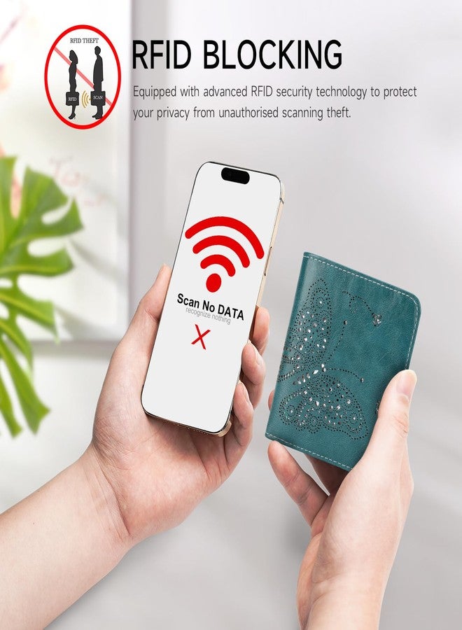KITEVIUN Small RFID Wallet Women Ultra Thin Slim Womens Wallet Mini Compact Bifold Pocket Ladies Wallets for Women PEACOCK-BLUE - Image 5