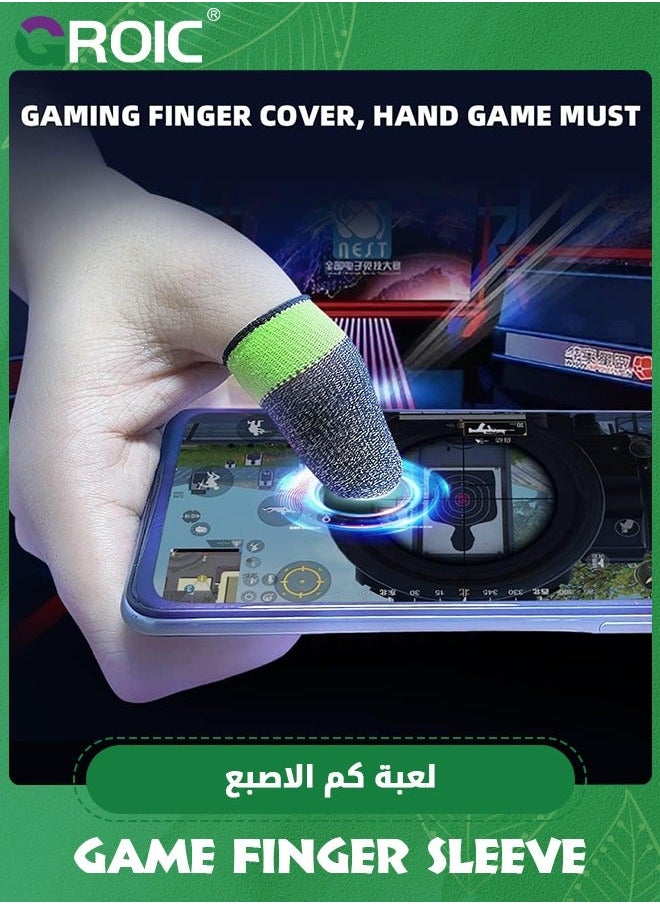 GROIC 5 Pair Gaming Finger Sleeve, Fluorescent Green Mobile Controller Thumb, Highly Conductive 100% Silver Thread, Anti-Sweat Breathable Protect Touchscreen Sleeve for Phone Games  - Image 5