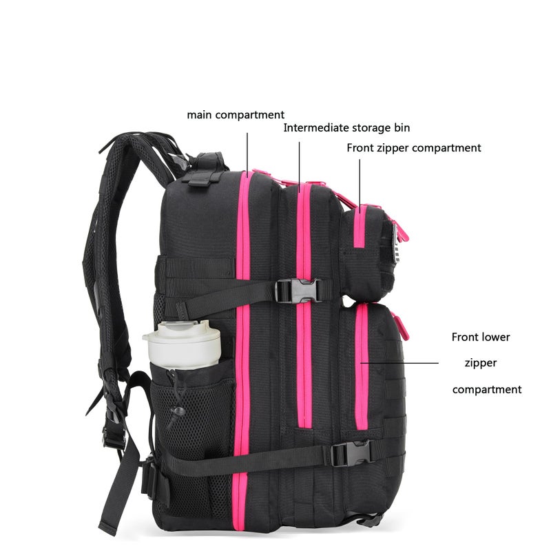 Lovelinks21 45L Tactical Assault Backpack 3 day assault pack with Molle Waterproof backpack Rucksack for Tactical Backpacks (Black Rose) - Image 4