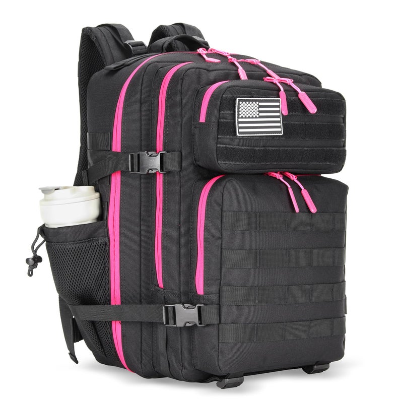 Lovelinks21 45L Tactical Assault Backpack 3 day assault pack with Molle Waterproof backpack Rucksack for Tactical Backpacks (Black Rose) - Image 1