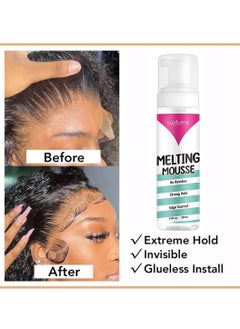 Luxfume 200ml Lace Melting and Holding Mousse 3 in 1 No Residue Strong Hold and Edge Control Glue Less Hair Adhesive for Wigs Extra Hold Lace Melting Mousse Adhesive Wig Spray for Wig Extensions  - Image 4