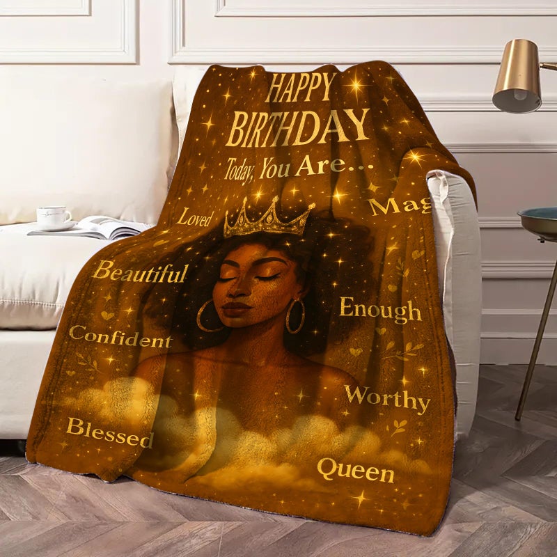 LuxeCove Happy Birthday Queen Gift Throw Blanket for African American Women - Cozy Birthday Blanket, Gift for Mom Sister Daughter Best Friend Wife, Christmas Mother's Day, 50'' x 60'' - Image 4