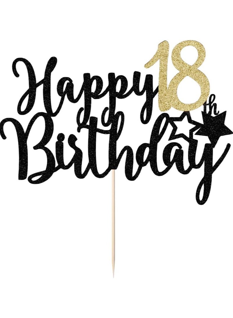 happy 18th birthday glitter black cake topper for 18th birthday parties cake supplies cake decorations for parties